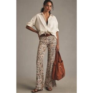 By Anthropologie satin flare pants